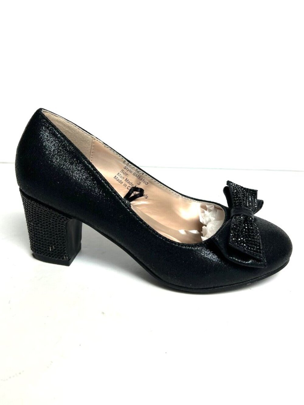 Badgley Mischka Girls Janelle Pump Heel Black Size 3 M Big Kid